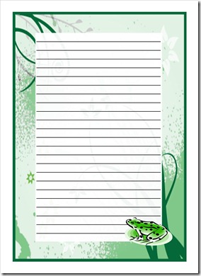 Frog writing paper