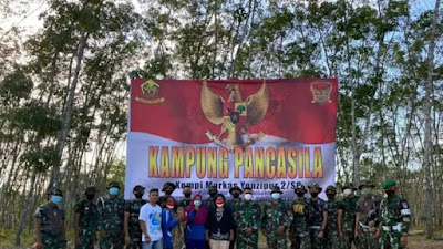 Prajurit Yonzipur 2/SG Beri Edukasi Wawasan Kebangsaan di Kampung Pancasila