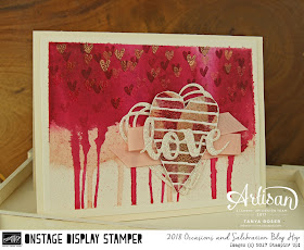 Watercolor drips of love with Heart Happiness from the 2018 Stampin' Up! Occasions Mini~Tanya Boser as Display Stamper