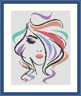 Modern cross stitch colorful pattern Women beauty  - Tango Stitch