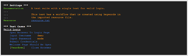 Creating a Test with Robot Framework