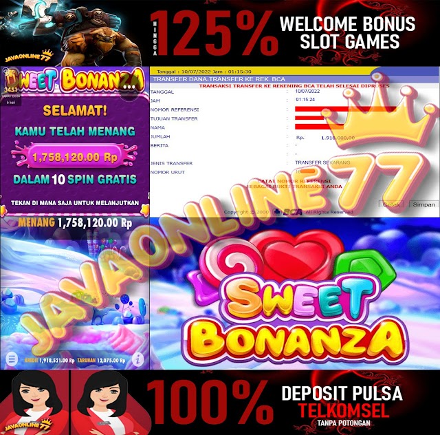 SELAMAT ATAS KEMENANGAN MEMBER SETIA KAMI JAVAONLINE77 DI SWEET BONANZA ( PRAGMATIC PLAY )