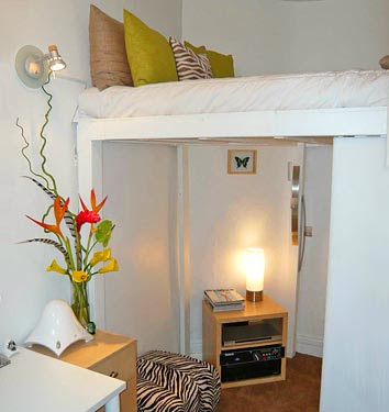 Guest Beds  Small Spaces on In A Tiny Room Lifting The Bed Up Can Create A Whole Separate Space