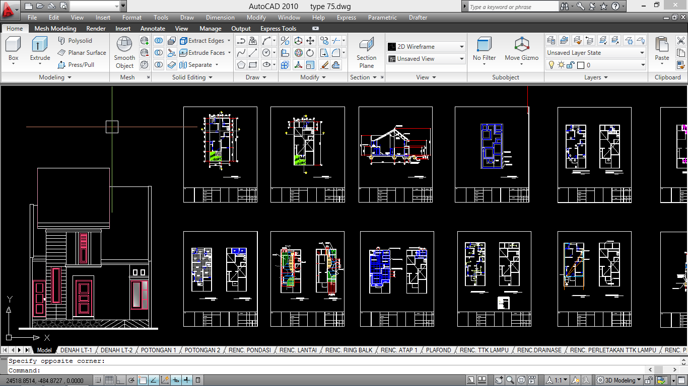 Download Gambar Kerja Rumah Type 75