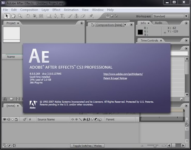 Screenshot Adobe After Effect CS3