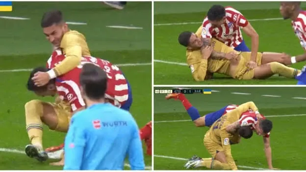 (Video) Torres and Savic Sent Off for UFC Style Brawl During La Liga Fixture