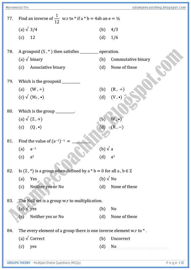 groups-theory-mcqs-mathematics-11th