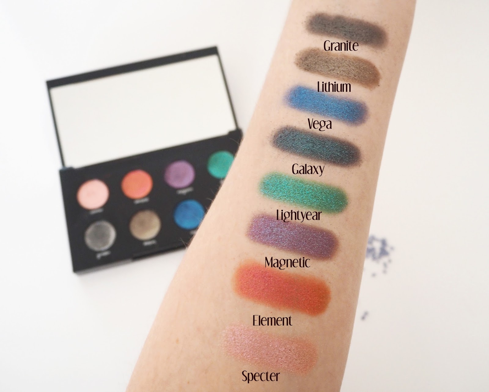 Urban Decay Moondust Palette, Swatches, Beauty Blogger, Urban Decay Review, Eye Shadow Swatches, Make Up Blogger, Make Up Review, Make Up Palette, Eye Shadow Palette, UK Blogger, 