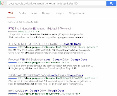contoh hasil pencarian file download Penelitian Tindakan Kelas SD di google drive