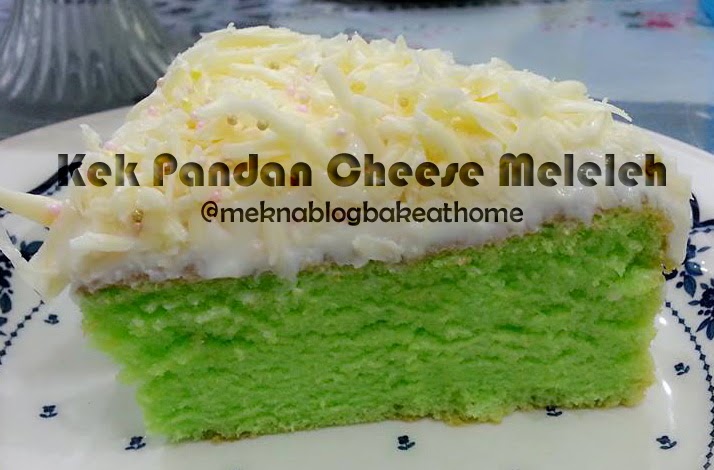 MeknaBlog BAKEatHOME: PANDAN SNOW CHEESE CAKE MELELEH