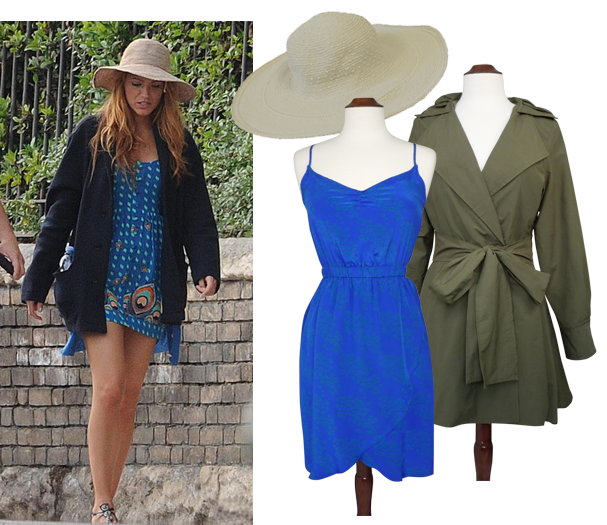 Blake Lively took a stroll in a bright blue dress oversize jacket and 