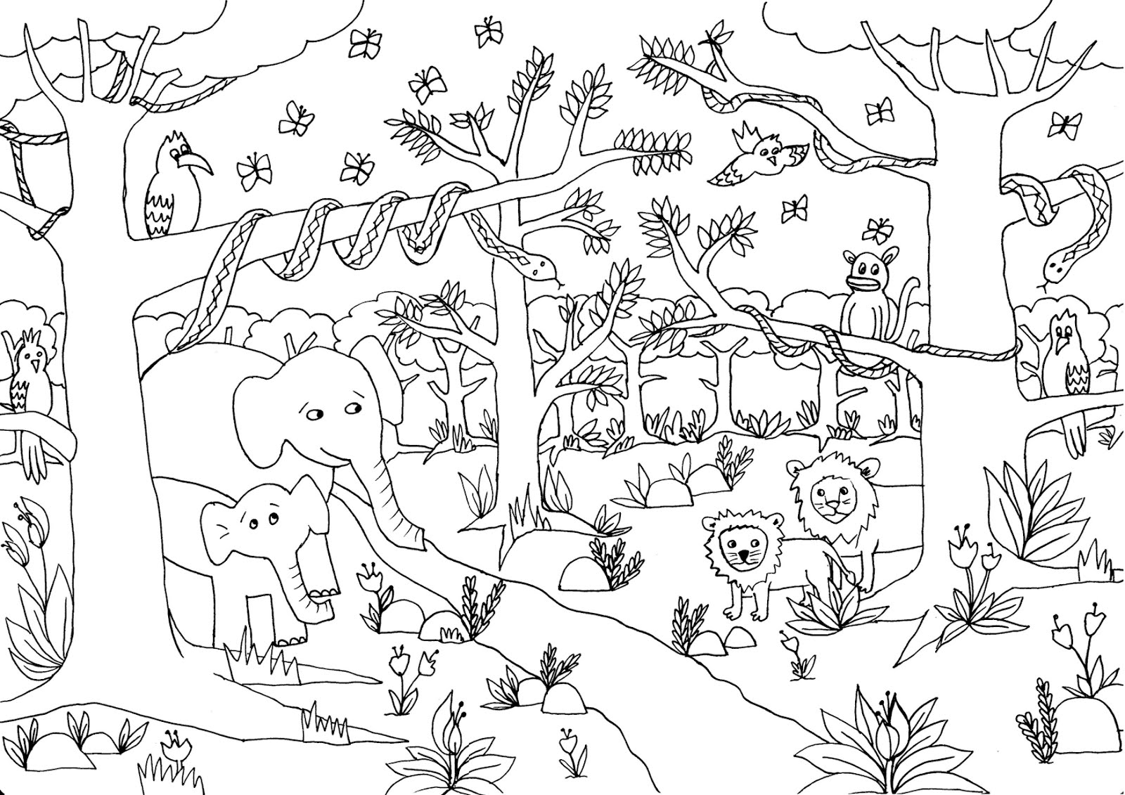 Cute Baby Jungle Animal Coloring Pages