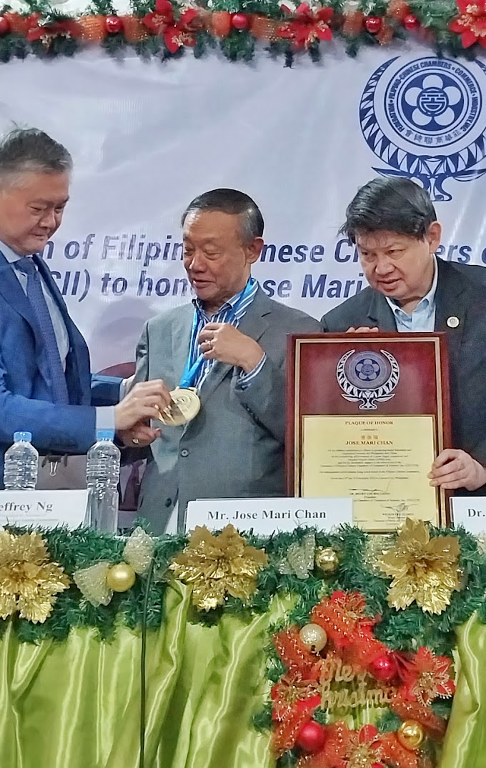 SINGER - SONG WRITER JOSER MARI CHAN RECEIVES A PLAQUE OF HONOR FROM FFCCCII IN RECOGNITION OF HIS OUTSTANDING CONTRIBUTIONS TO PHILIPPINES