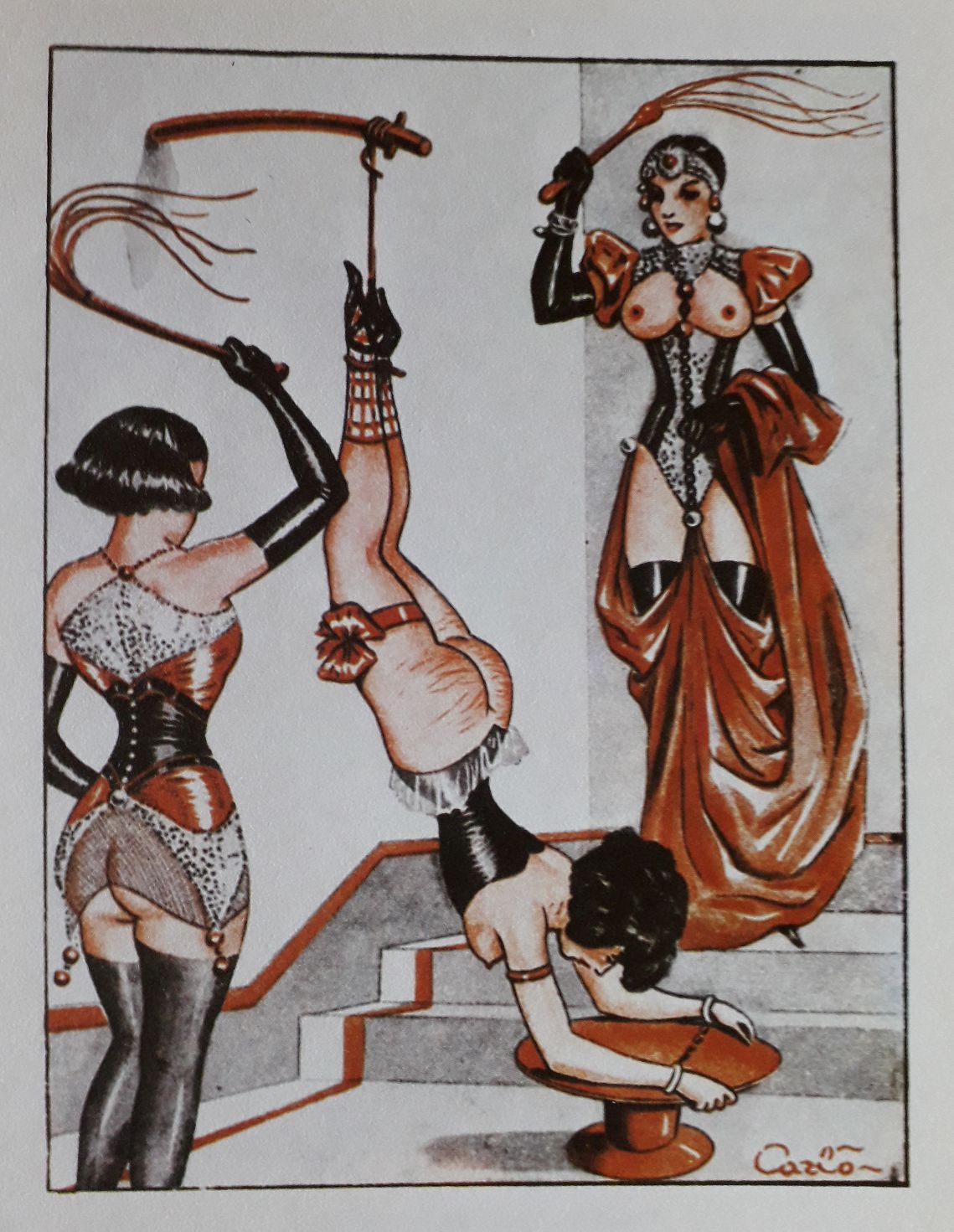 Carlo dessin BDSM femme fouettée