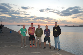 Johnny, Matt, Jake, Adam and Noah on the Escollera Sarandi in Montevideo.