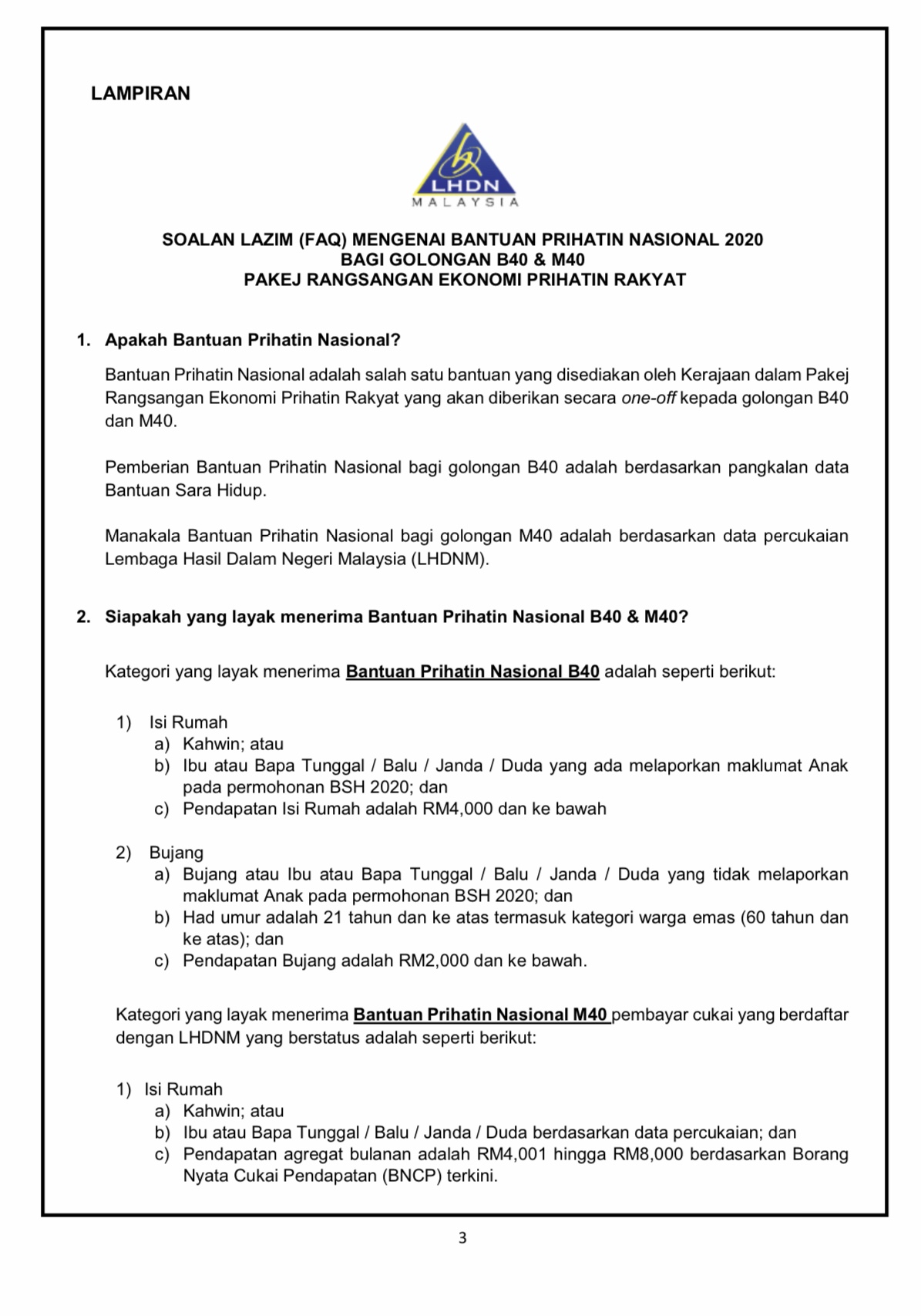 Daftar Online Bantuan Prihatin Nasional (BPN)