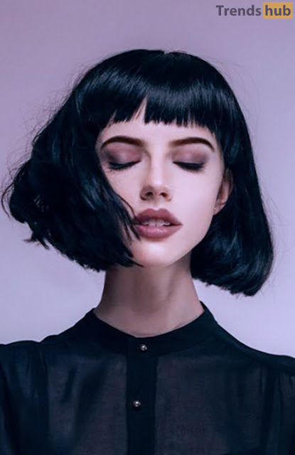 Black Hair with a Fringe Hairstyle