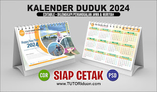 Free Desain Kalender Duduk 2024 CDR PSD