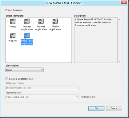 Create SPAWithRiaServices project step 2