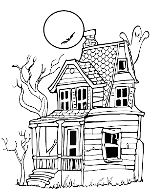 Haunted House halloween coloring pages