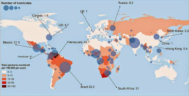 Map of global murder rate