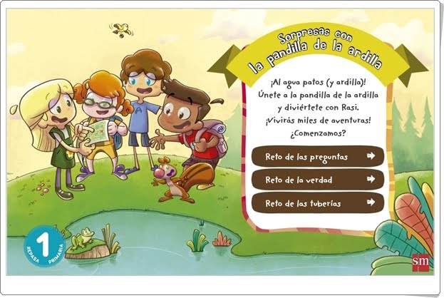 "Sorpresas con la pandilla de la ardilla" (Juegos interdiciplinares de repaso de 1º de Primaria)