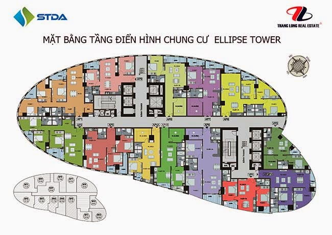 Mặt bằng tầng 6 - 20 chung cư Ellipse Tower - 110 Trần Phú