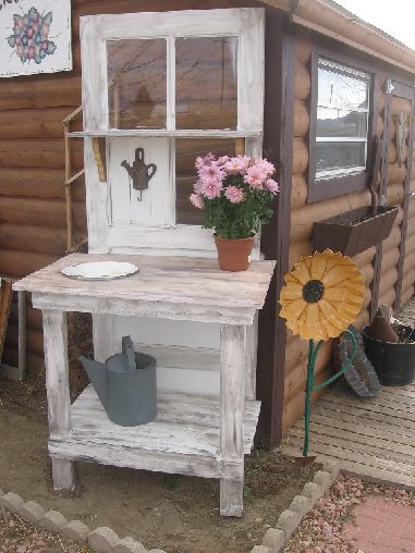 Potting Bench Made From Old Door