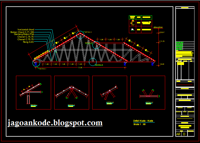  Detail  Rangka Kuda  Kuda  Atap Baja  Ringan  Autocad File Dwg 