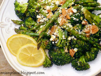 Roasted Broccoli & Asparagus w/ Nutty, Lemony Feta