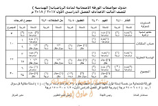 مواصفات الورقة الامتحانية هندسة الصف الثالث الاعدادى الترم الاول 2018