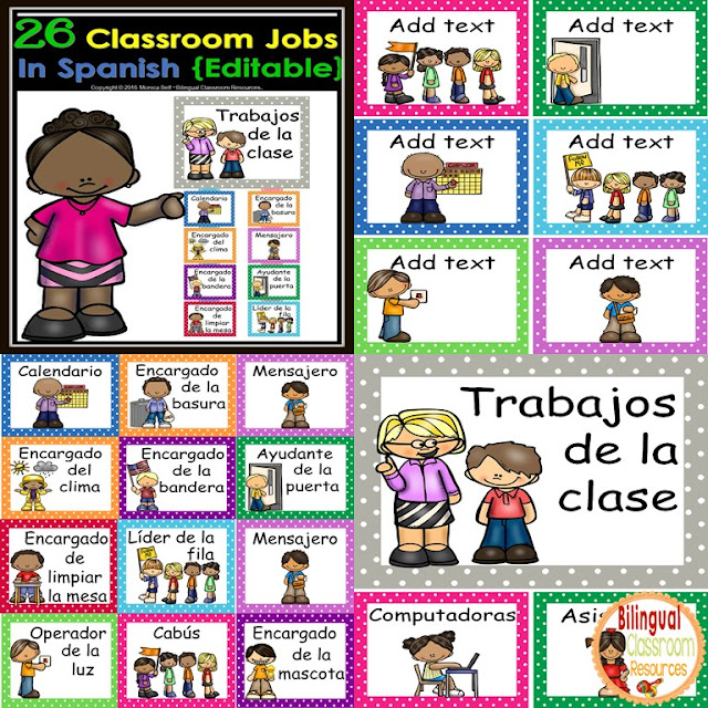 Establish, organize, and manage your classroom jobs all year long! with these editable classroom jobs in Spanish