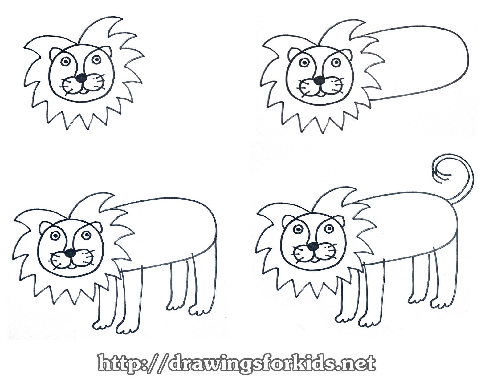 How to draw a lion for kids - drawingsforkids.net