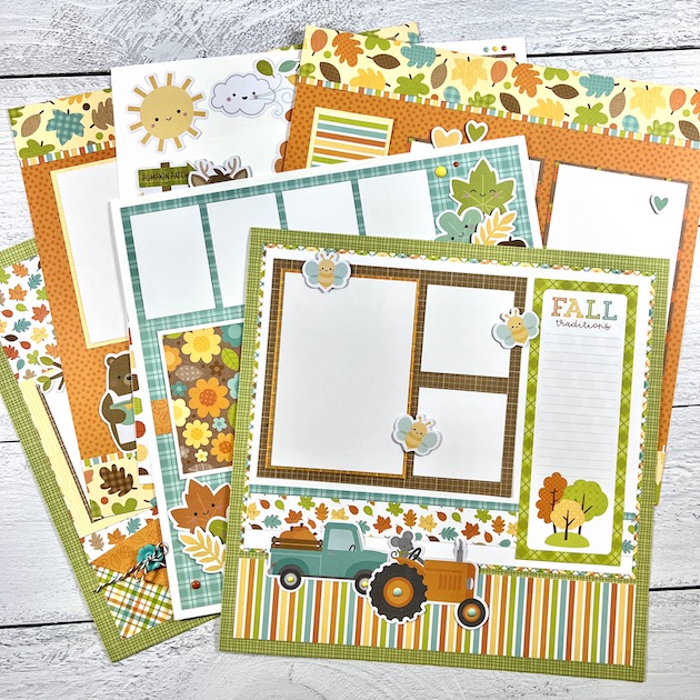 12x12 Fall Pumpkin Spice Scrapbook Layout Kit with Doodlebug Designs