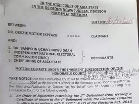 Court stops Abia Chief Justice from swearing-in Uche Ogah as Governor (Photos) 