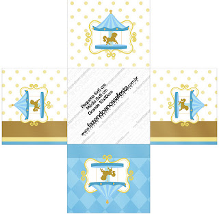 Carousel in Light Blue: Free Printable Boxes.