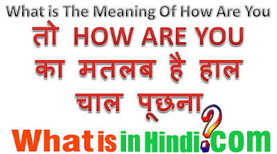 What is the meaning of How Are You in Hindi