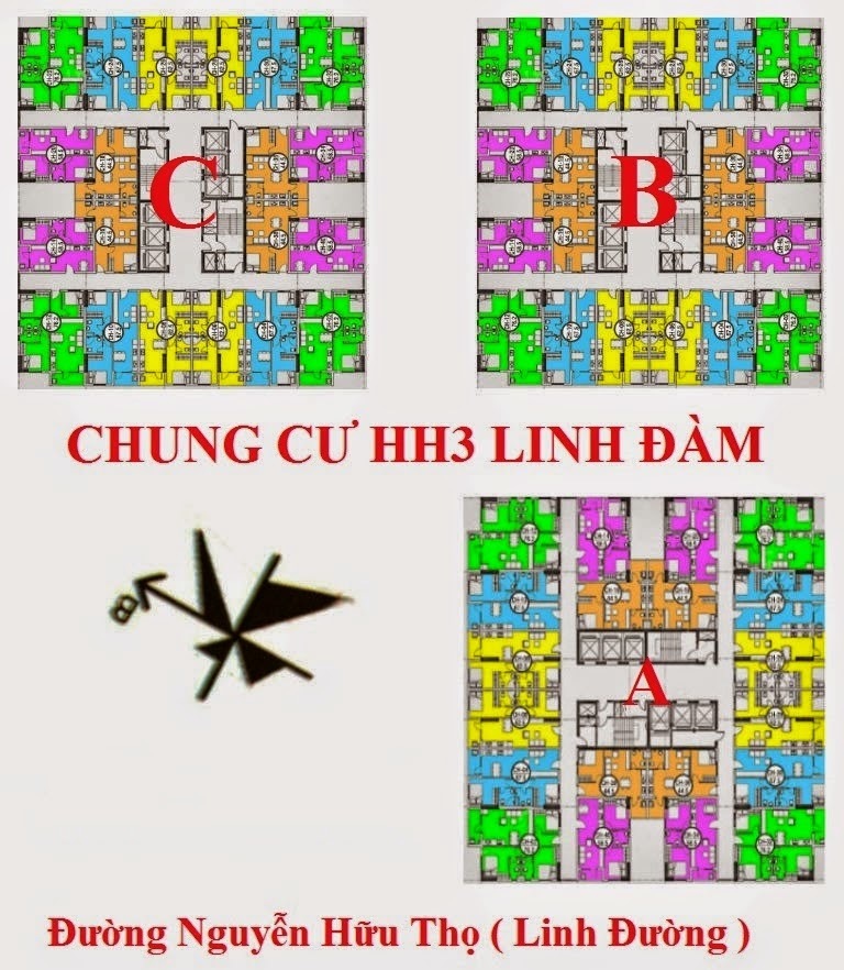 Thiết kế tổng thể 3 tòa A, B,C chung cư Hh3 Linh Đàm