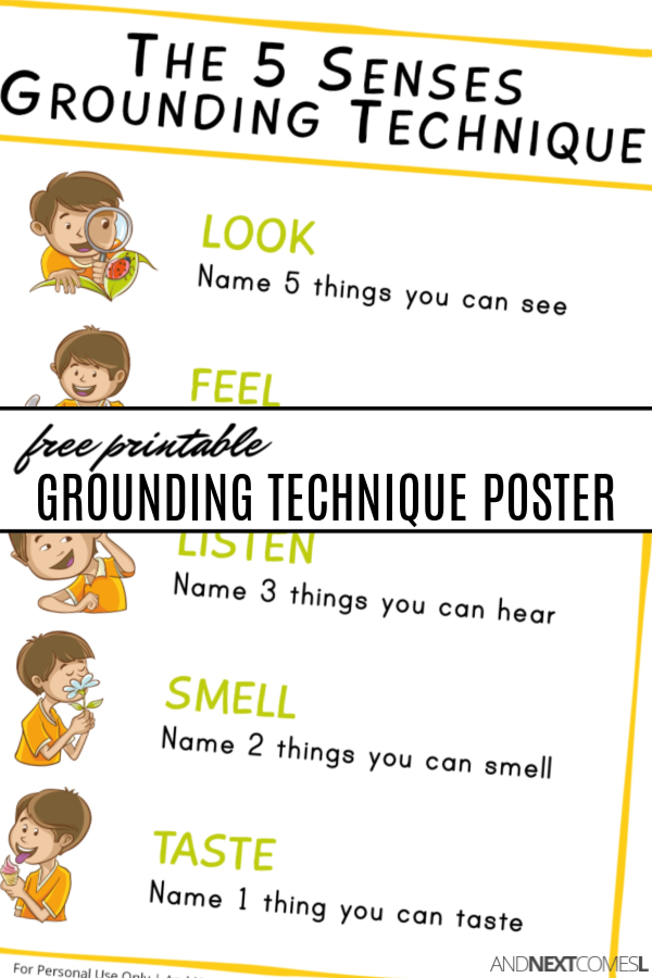 Free Printable 5 Senses Grounding Technique Poster And Next Comes L Hyperlexia Resources