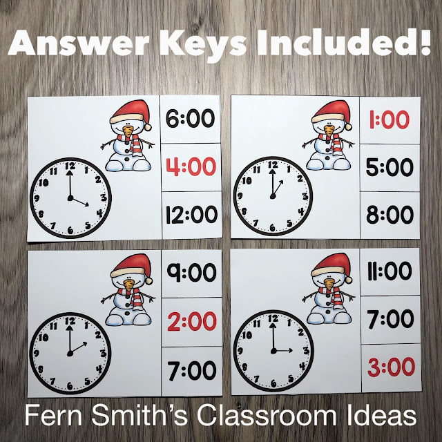 This January Time to the Hour Clip Card Bundle has FOUR different sets of Seasonal Clip Card Resources for Your Classroom!