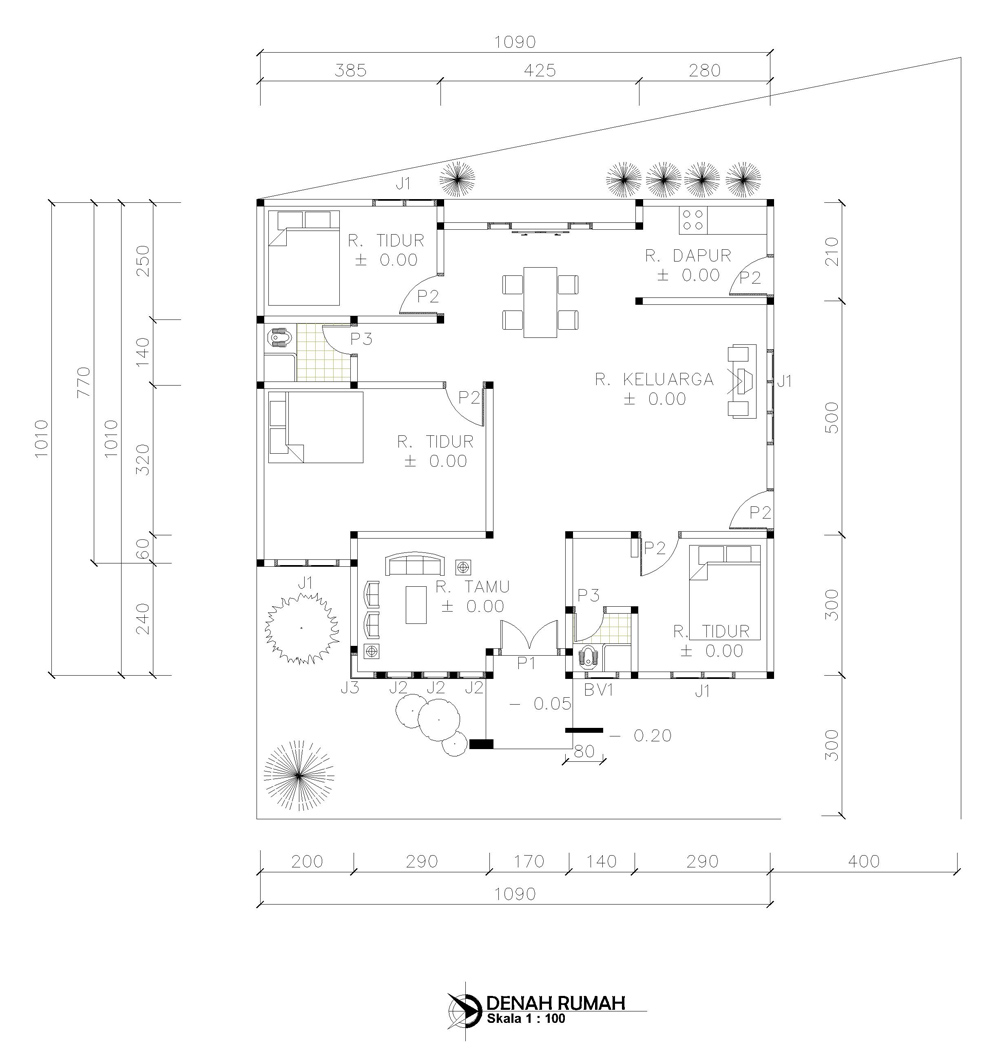 Denah Rumah Ukuran 5x7 M rancangan model denah tanah 5 6 