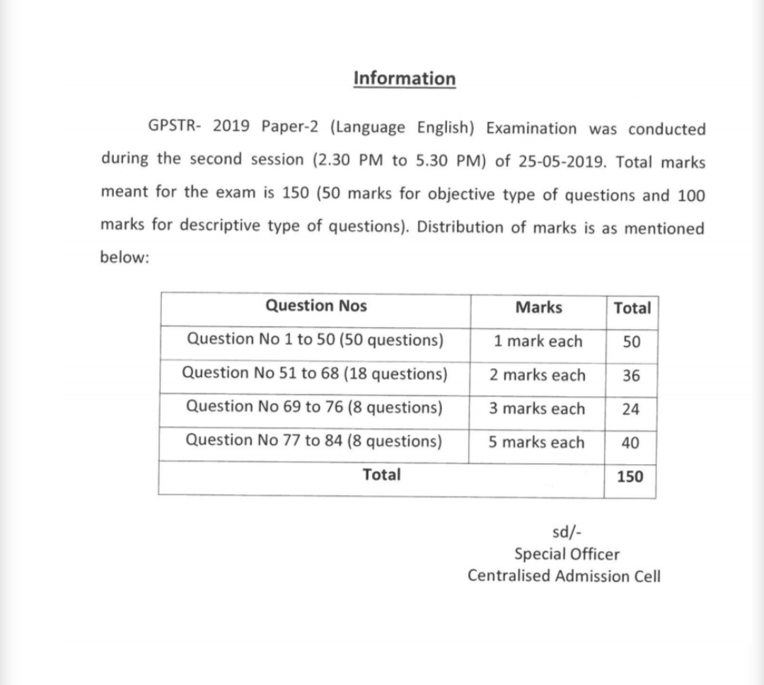 GPSTR: Questions and points distribution information for 2019 graduate primary school teacher appointment exam