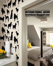 Black and white wallpaper animal patterned in the interior