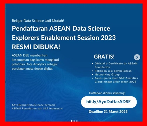 Pendaftaran ASEAN Data Science Explorers Enablement Session (DSE) 2023
