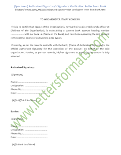 Authorized Signatory's Signature Verification Letter from Bank (Sample)