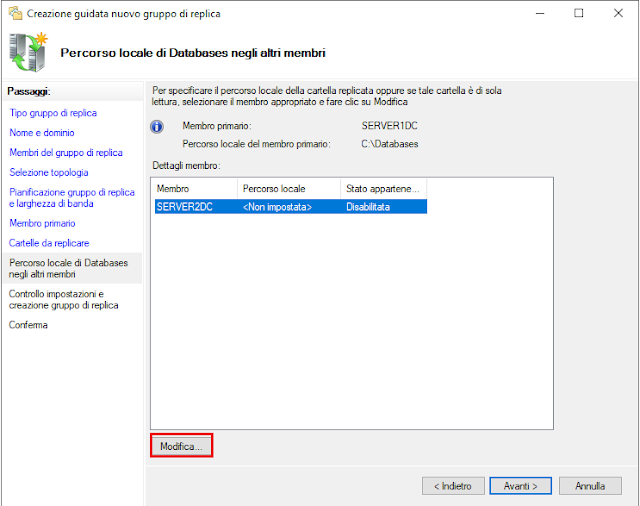 Percorso locale di Databases negli altri membri