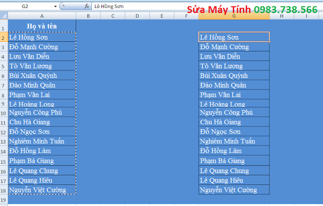 Tách họ và tên trong Excel - H01