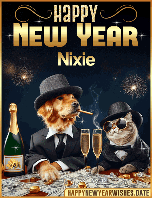 Happy New Year wishes gif Nixie