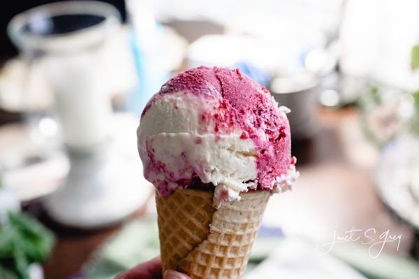 Ice Cream With Cherries And Dried Strawberries