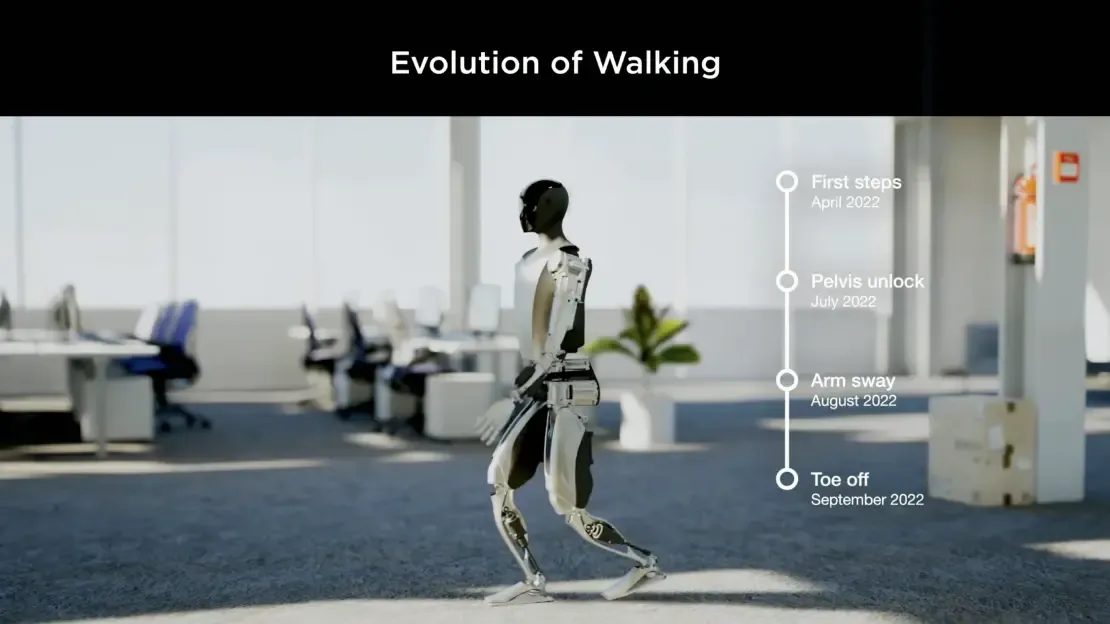 Techindopost gambar artikel - Evolusi cara berjalan robot humanoid Tesla Bot